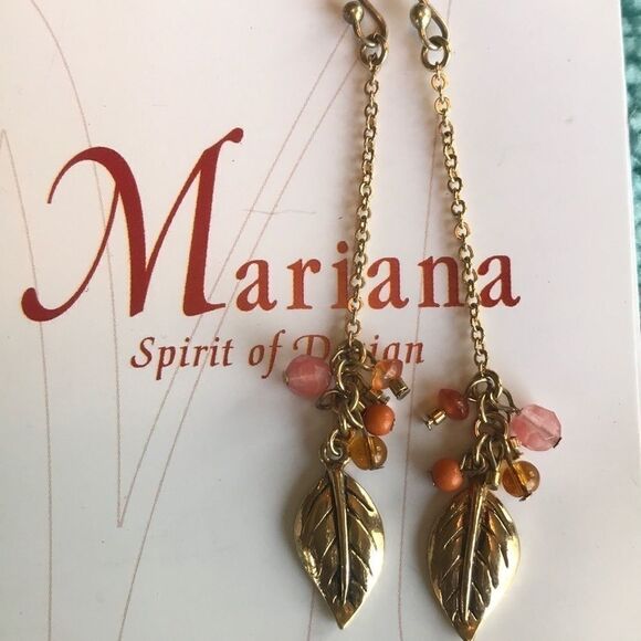 Mariana Gold Feather Drop Earrings!! - Picture 1 of 4